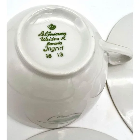 MCM Cup & Saucer Pair Atomic Leaf Feather Design Seltmann Weiden Bavaria Ingrid - Picture 7 of 7